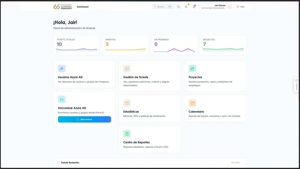 Interfaz de Command con gestión de tickets, asignación y seguimiento.
